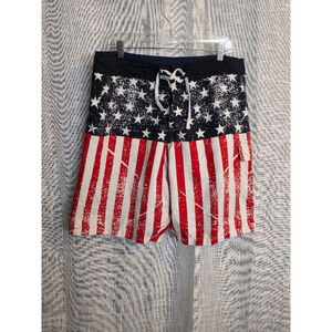 Men's World Calhoun Swim Trunks Size XXL (run small)Red White Blue American Flag
